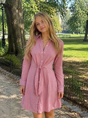 striped button down dress